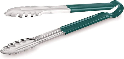 iKonbi Stainless Steel Utility Tongs with Vinyl Coating Green, Set of 6