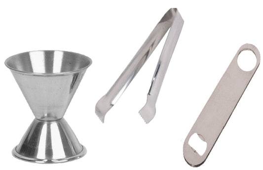 iKonbi 3 pcs bar Set - ice Tong, peg Measure, Bottle