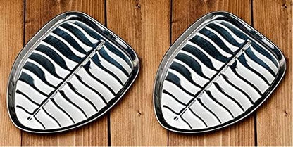 iKonbi Stainless Steel 4 Pcs Banana Leaf Shape Dinner/Snack/Mess Tray- Set of 4 Small