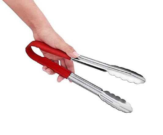 iKonbi Stainless Steel Multicolor Vinyl Coated Tongs- Set of 2
