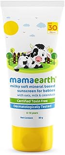 Mamaearth Milky Soft Mineral Based Sunscreen: SPF 30 PA+++, Oats, Milk & Calendula, 80