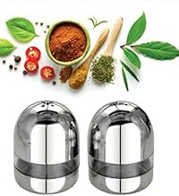 iKonbi Stainless Steel Salt and Pepper Shakers Holders in Oval Egg Shape for Your Kitchen Travel and Dining in Pair