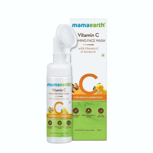 Mamaearth Vitamin C FaceWash: With Brush, Vitamin C & Turmeric, 150 ml