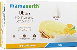 Mamaearth Ubtan Moisturizing Lotion Soap with Turmeric & Sandalwood-125 g|Removes Tan|Bene