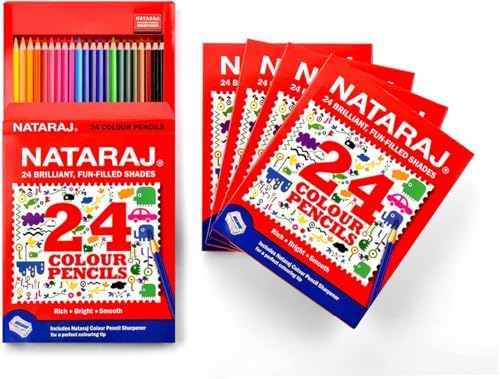 Nataraj Full Size Colour Pencils-Multicolours (Colour Pencils - 24 Full Size Shades) -