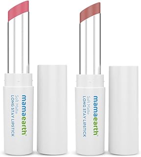 Mamaearth Soft Matte Long Stay Lipstick Duo: Berry Nude + Woody Rose, 3.5 g x