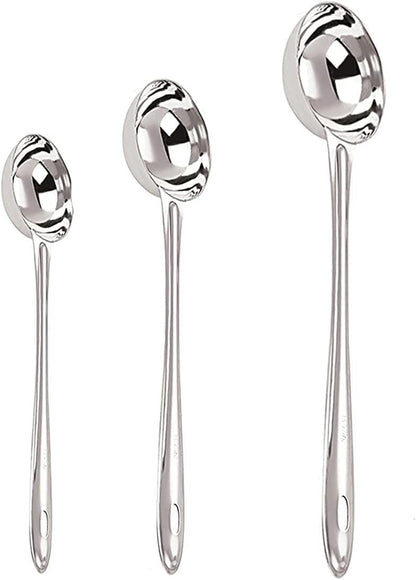 iKonbi Stainless Steel Round Shape Chutney Serving Laddles- Set of 3 Size- 31, 25 and 20