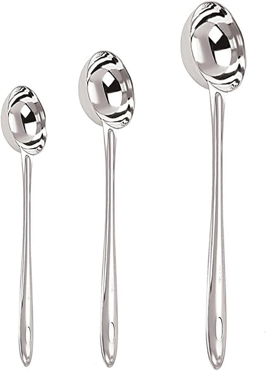 iKonbi Stainless Steel Round Shape Chutney Serving Laddles- Set of 3 Size- 31, 25 and 20