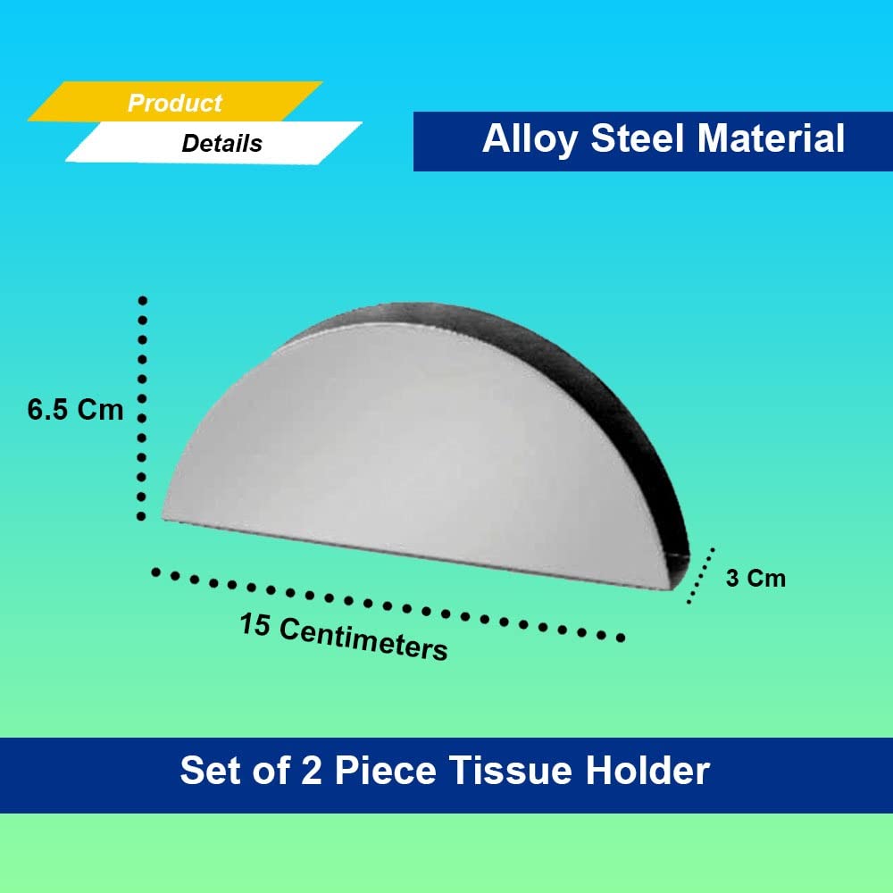 iKonbi Stainless Steel Set of 2 Tissue Paper Holder Useful for Office Kitchen Dining Table Travel