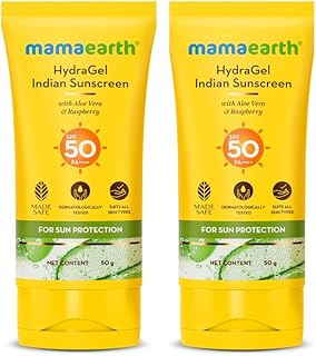 Mamaearth Hydragel Indian Sunscreen: SPF 50 PA++++, Aloe Vera & Raspberry, Pack of 2, 50