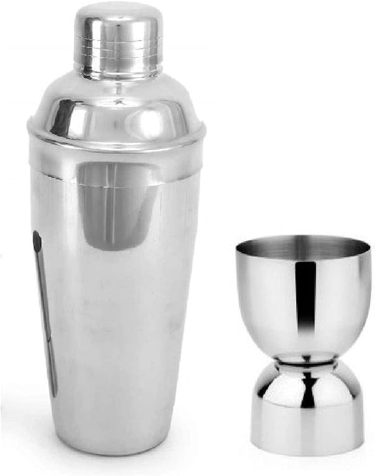 iKonbi Stainless Steel Delux Cocktail Shaker 500 ml with Steel Damru Peg Measure 30/60