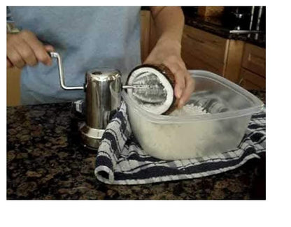 iKonbi Stainless Steel Stainless Steel Coconut Scraper with Vacuum Base, Coconut Grater Machine, Coconut Crusher, Manual Hand Roller