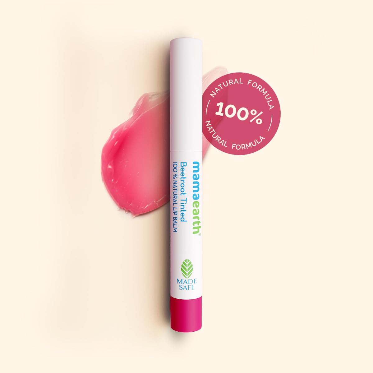 Mamaearth Beetroot Tinted 100% Natural LipBalm with Beetroot & Beeswax - 2 g | | 12 Hr Moisturization | For Dry & Chapped Lips | Natural Pink Tint