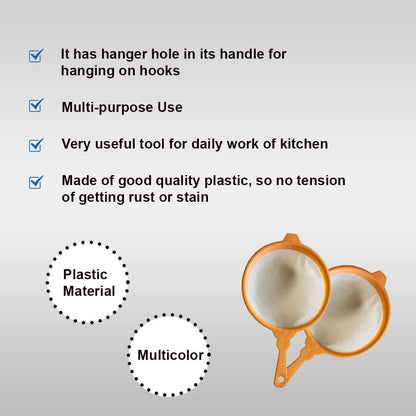 iKonbi Plastic Juice Strainer 7 Number 33 CMS Long and 17 CMS Diameter Strain Jali chalni /SouP /Mango ras
