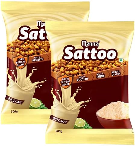 Manna Sattu/Sattoo Drink Mix (Natural) - Protein Mix, High Fibre, Healthy Roasted Chickpea