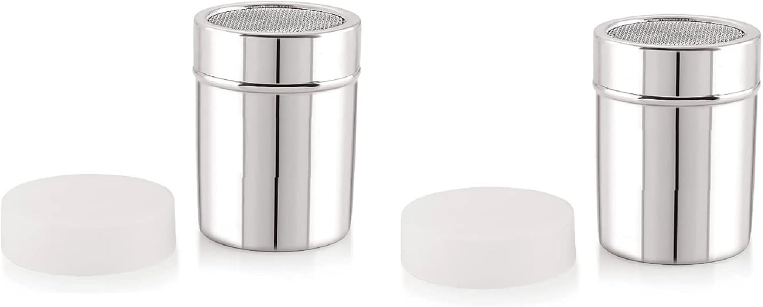 iKonbi Stainless Steel Chocolate Shaker| Chat Masala Sprinkler| Dredger Shaker- Set of