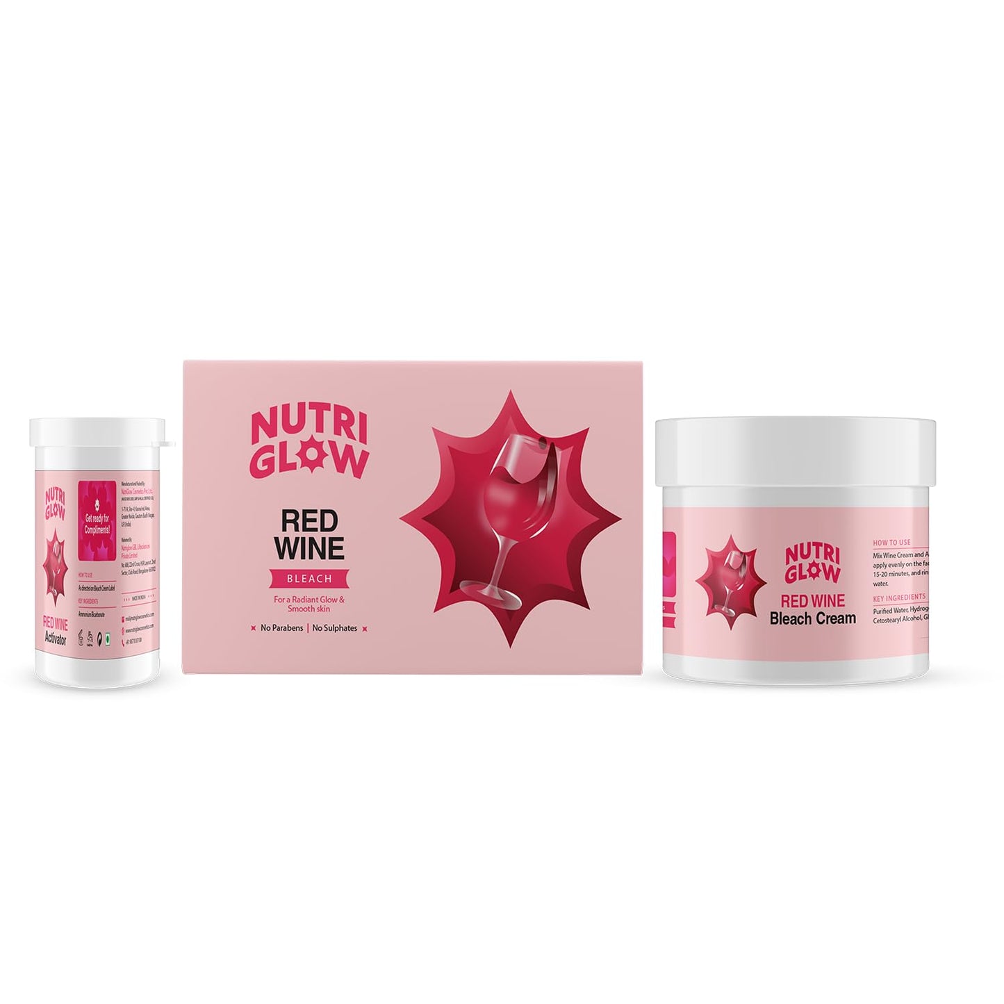 Nutriglow Wine Bleach Cream with Grape Extracts for Blemish Free Fair Complexion, Tan Remo