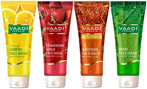 Vaadi Herbals Assorted Herbal FaceWash, 60ml (Pack of 4)