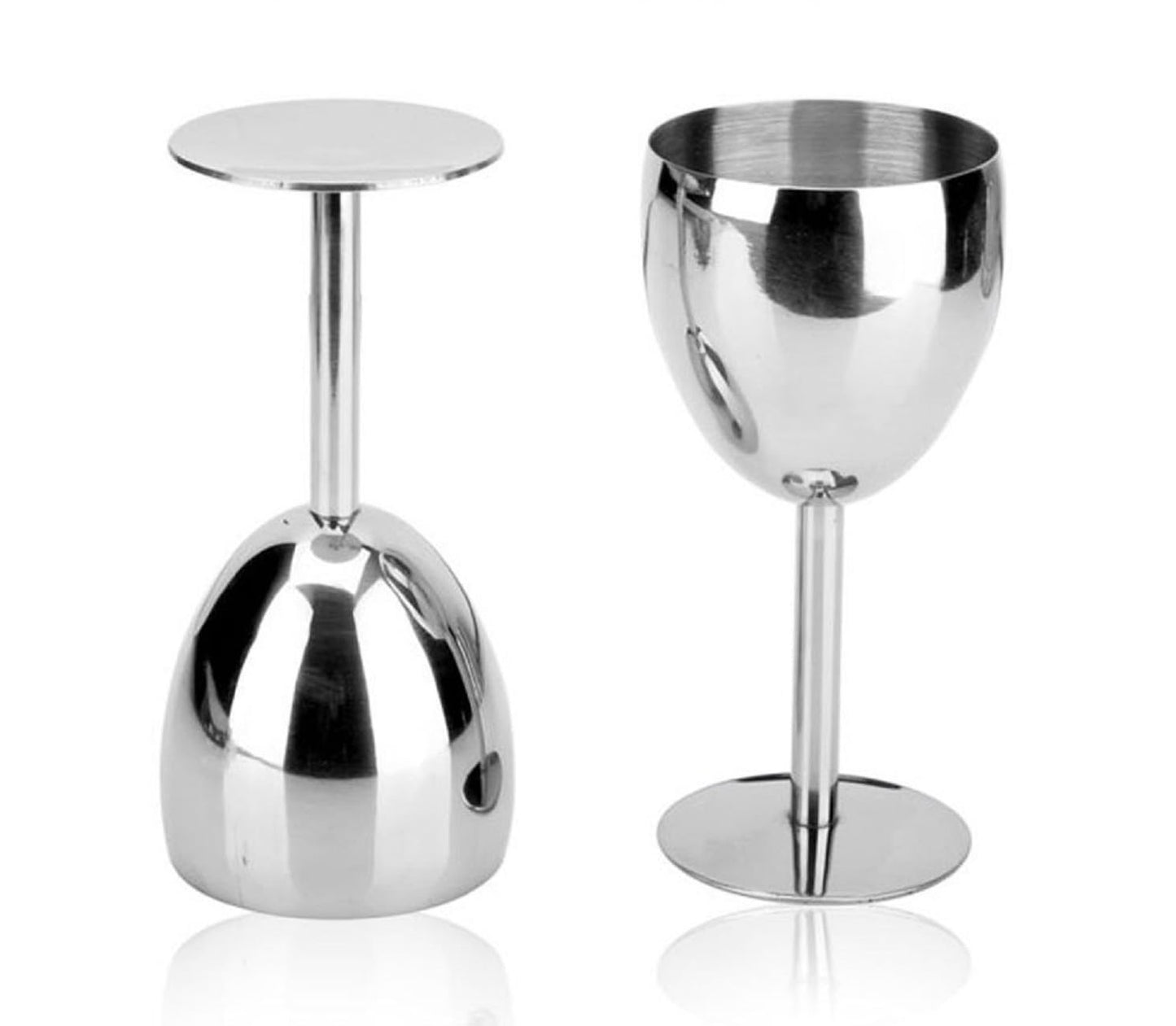 iKonbi Set of 2 Stainless Steel Goblet Glass Wine Glass with Lid Ash Tray