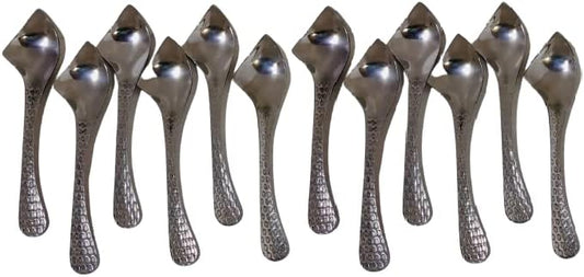 iKonbi Set of 12 Hammered Stylish Side Cut ice Cream and Dessert Spoons 1