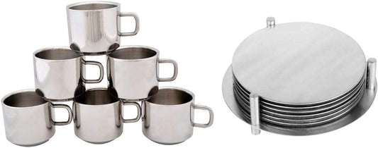 iKonbi Tea Cups and Round Coasters Set of