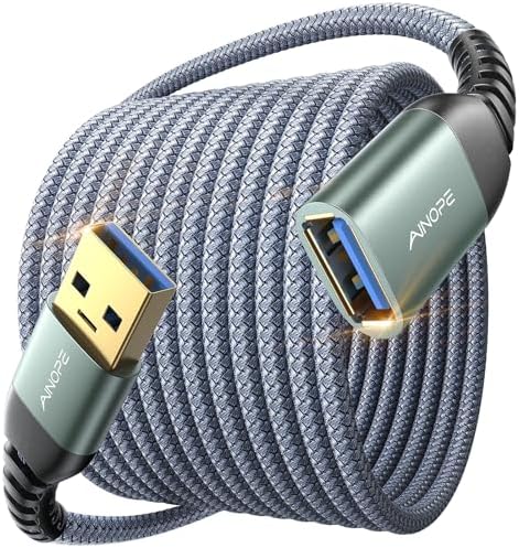 3M/10FT USB 3.0 Extension Lead, AINOPE Type A Male to Female Extension Cord Durable Braide