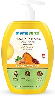Mamaearth Ubtan Sunscreen BodyLotion SPF 30 with Turmeric & Saffron for shining Skin 300 m