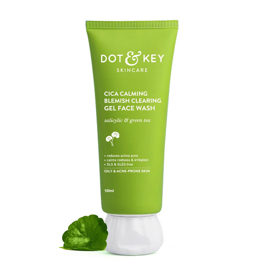 Dot & Key CICA FaceWash for Acne Prone Skin, 2% Salicylic Acid with Green Tea | For Oily &