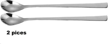 iKonbi Stainless Steel Soda/Milkshake/Bar Spoons 8 inch, Set of 2