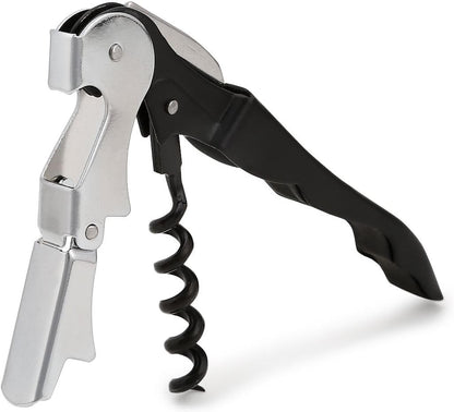iKonbi Stainless Steel Wine Cork Screw Sommelier Knife Style W/Bottle Opener, Black,