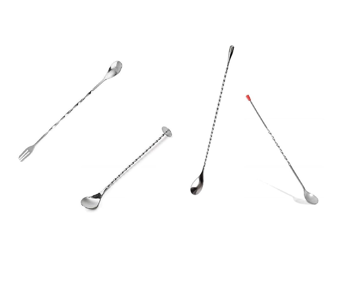 iKonbi Stainless Steel Bar Spoon- Bar Spoon, Fork, Crusher, Knob- Set of