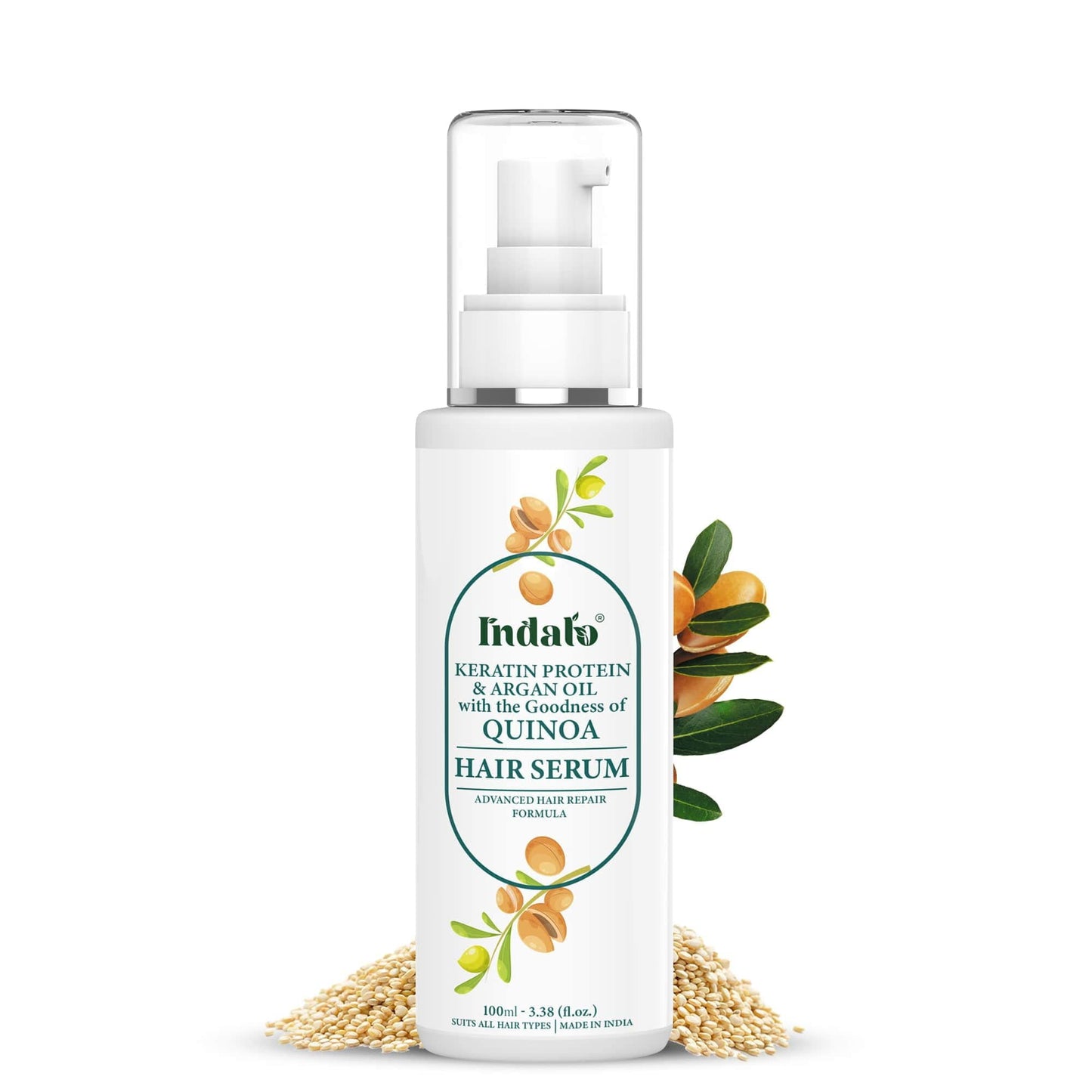 Indalo Quinoa Protein Hair Serum with Keratin Argan Oil for Silky and Soft, Smooth and Sh