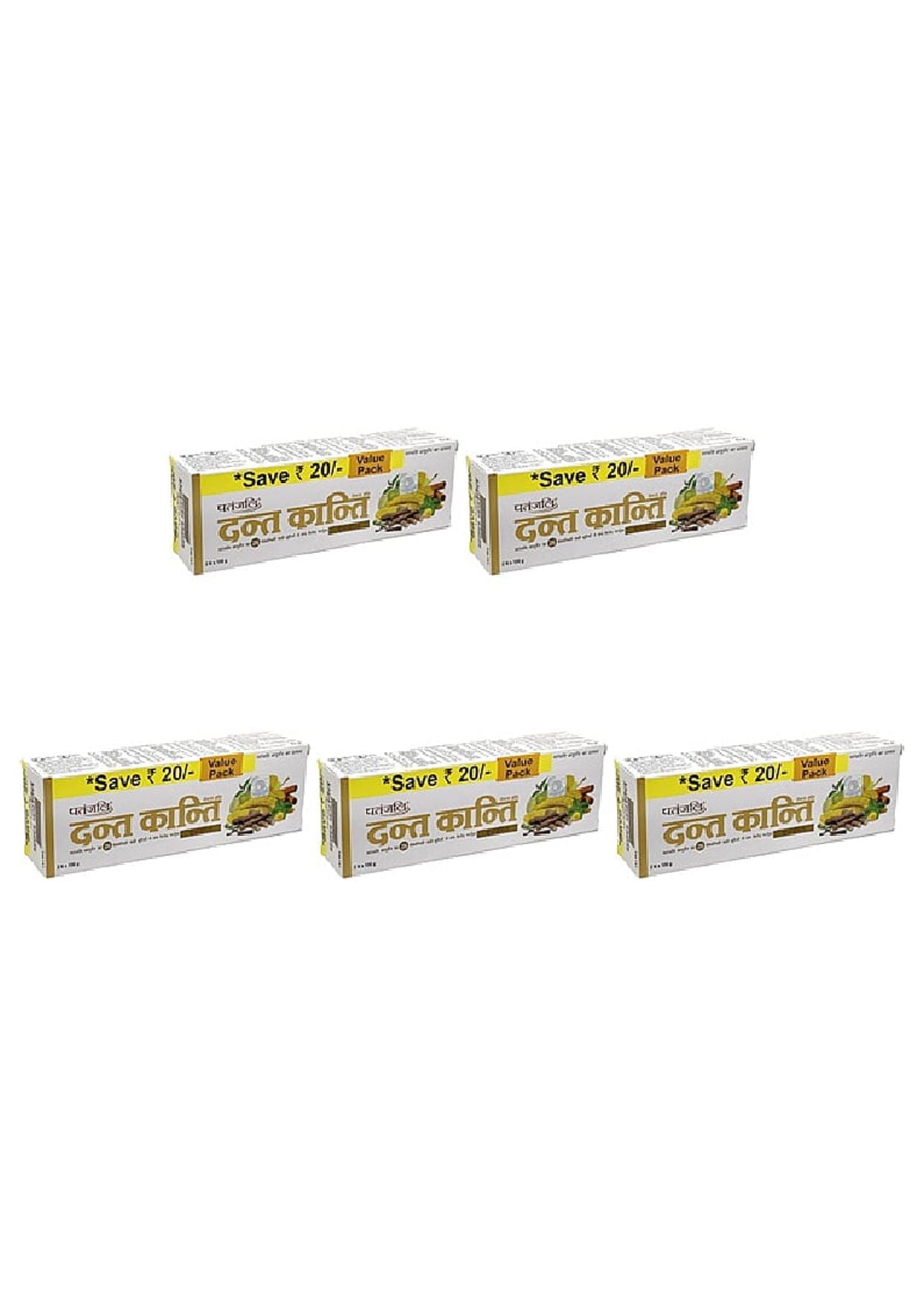 Pack Of 5 - Pantajali Dant Kanti Advance - 200 Gm (7 Oz)
