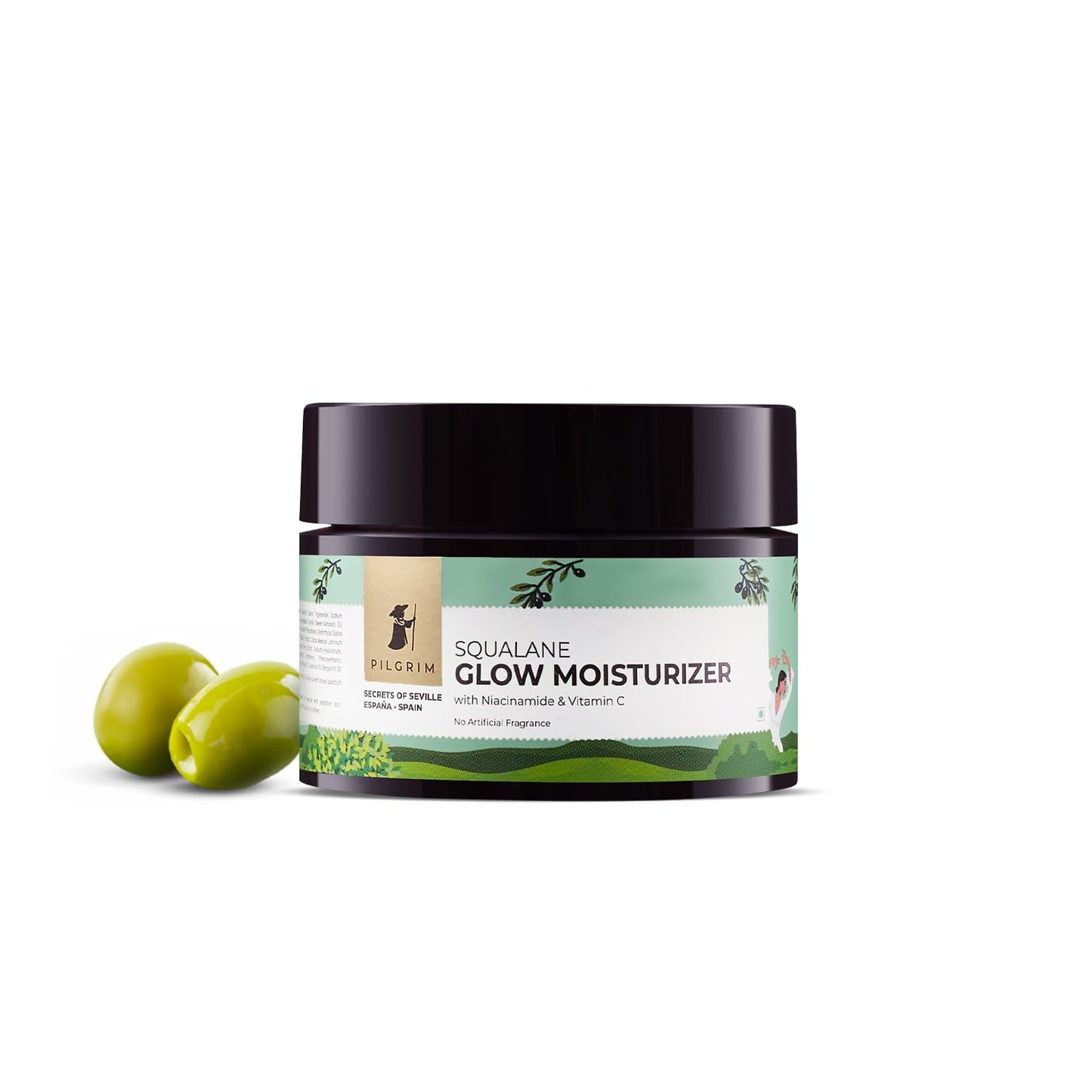 Pilgrim Squalane Glow Moisturizer | Enriched with Vitamin C & Niacinamide | Hydrating & No