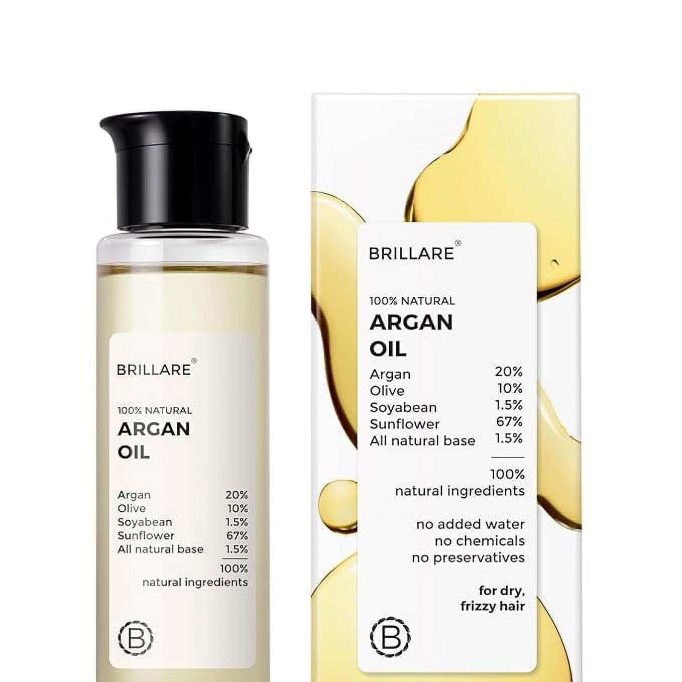 Brillare Argan HairOil, with the Goodness of Olive oil & Sunflower Oil, for Dry & Frizzy H