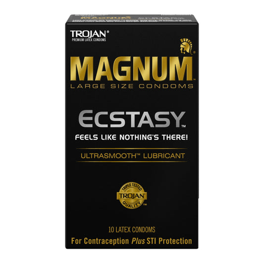 TROJAN Magnum Ecstasy Large Size Lubricated Condoms, 10 Count
