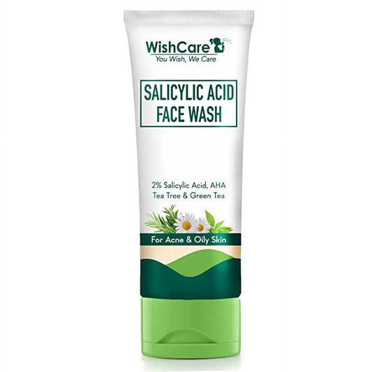 WishCare Salicylic Acid FaceWash with AHA, GreenTea, Chamomile & TeaTree - For Oil & Acne