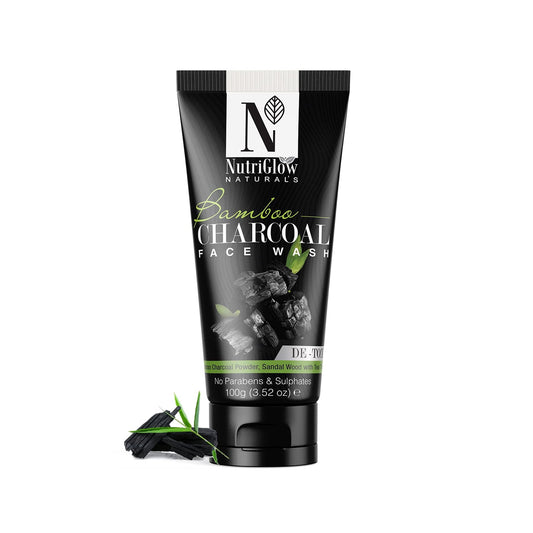 NutriGlow Natural's Bamboo Charcoal FaceWash for Daily Exfoliation Refresh Skin
