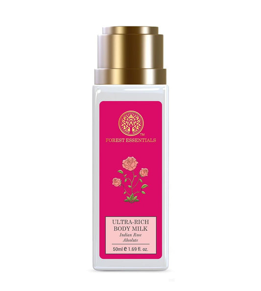 Forest Essentials Travel Size Ultra-Rich Body Milk Rose Absolute | Natural Moisturizing Bo