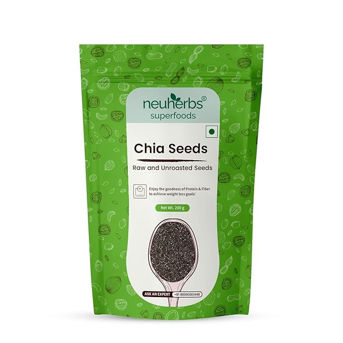 Neuherbs Chia Seeds 200gm|Raw & Unroasted| Seeds for Weight Management & Glowing Skin| Ric