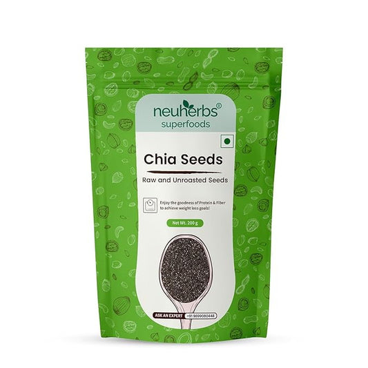 Neuherbs Chia Seeds 200gm|Raw & Unroasted| Seeds for Weight Management & Glowing Skin| Ric