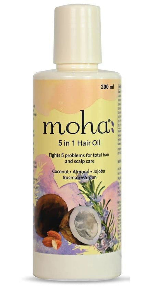 Moha: 5 In 1 HairOil For Hair Growth & Hair Fall Reduction, Coconut Oil, Almond Oil, Jojob