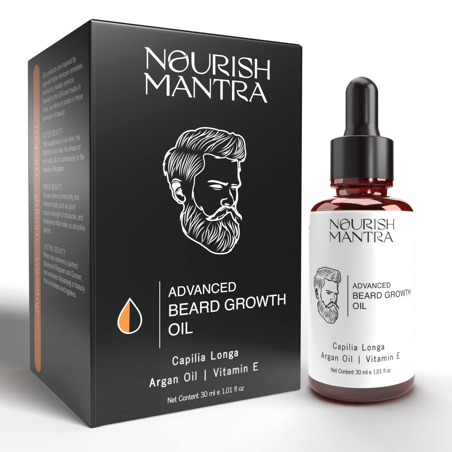 Nourish Mantra Advanced Beard Growth Oil/Made with Capilia Longa, Argan Oil, Vitamin E and