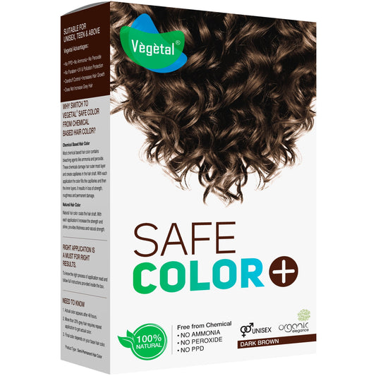 Vegetal Safe Hair Color - Dark Brown 100gm - Certified Organic Chemical and Allergy Free B