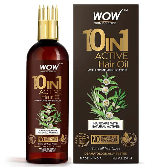 Wow Skin Science 10 in 1 Active HairOil, 200ml with Comb