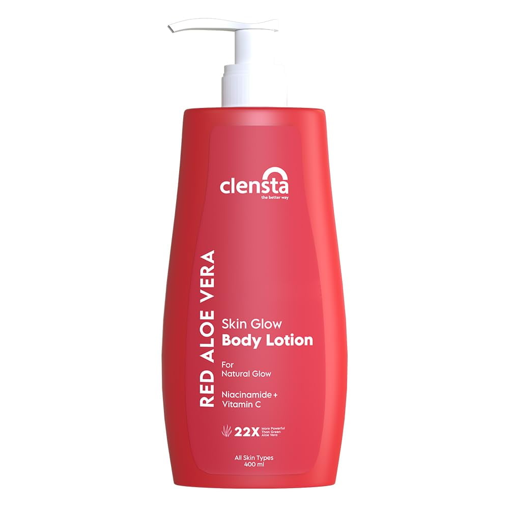 Clensta Red Aloe Vera Skin Glow BodyLotion | with Niacinamide & Vitamin C | Natural Moistu