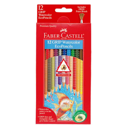 Faber-Castell Grip Watercolor EcoPencil - Assorted Colors, Set of 12