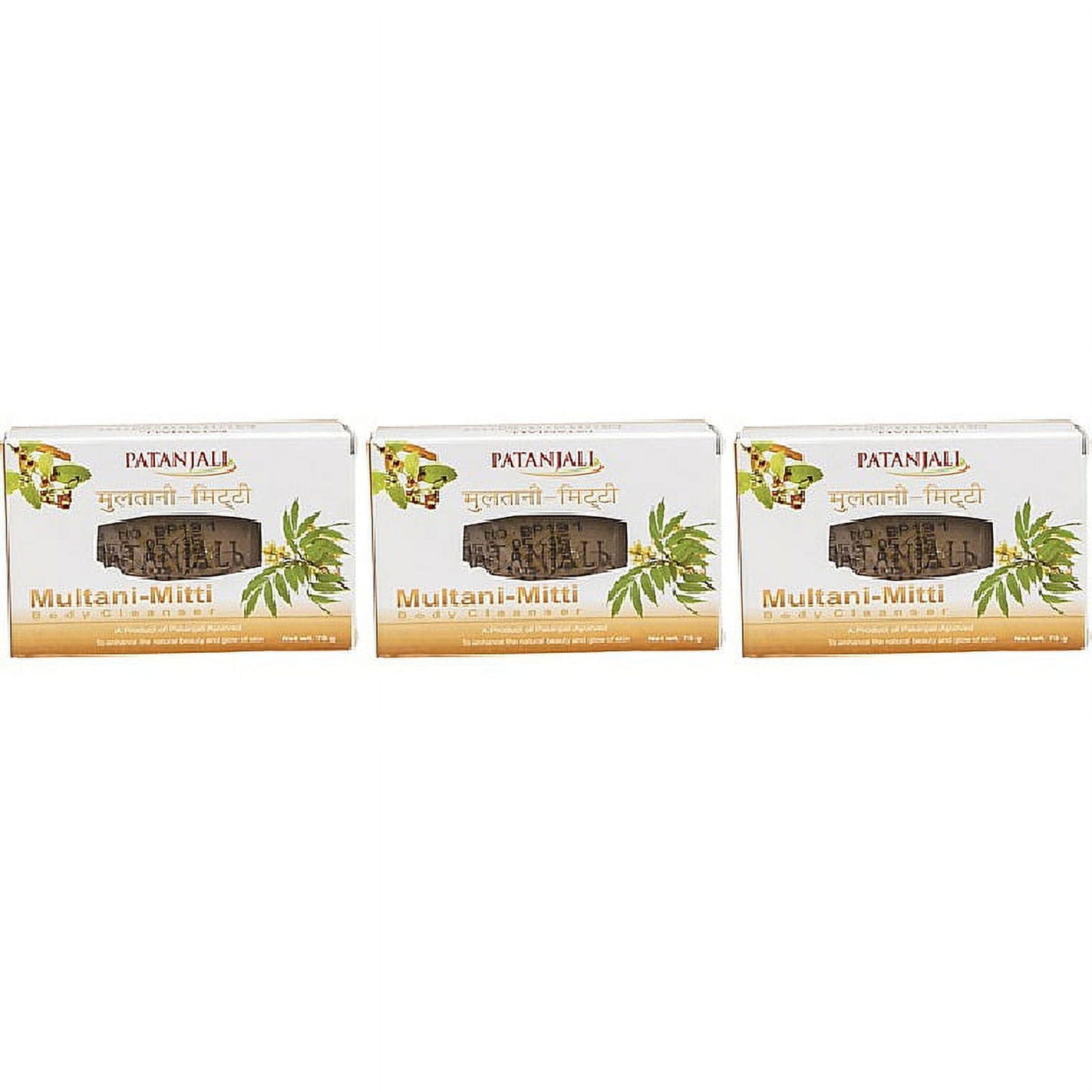 Pack Of 3 - Patanjali Multani Mitti Body Cleanser Soap Bar - 75 Gm (2.6 Oz)