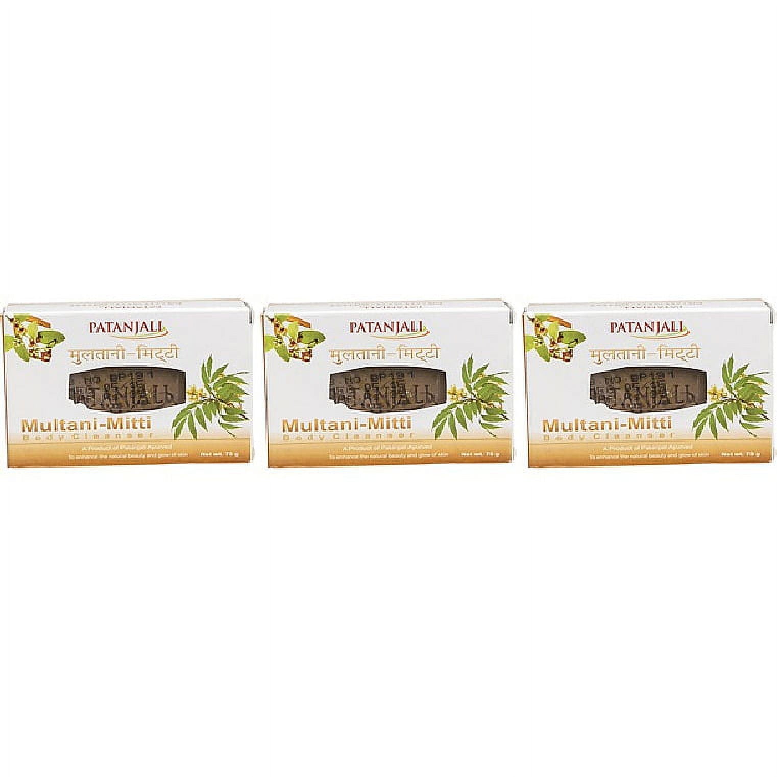 Pack Of 3 - Patanjali Multani Mitti Body Cleanser Soap Bar - 75 Gm (2.6 Oz)