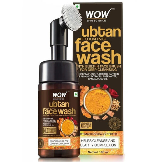 WOW Ubtan Foaming FaceWash With Built-In Face Brush For Deep Cleansing - 150 Ml